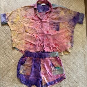 Myrah Penaloza Colorful Balinese Tie-Dye Shirt and matching Shorts Set